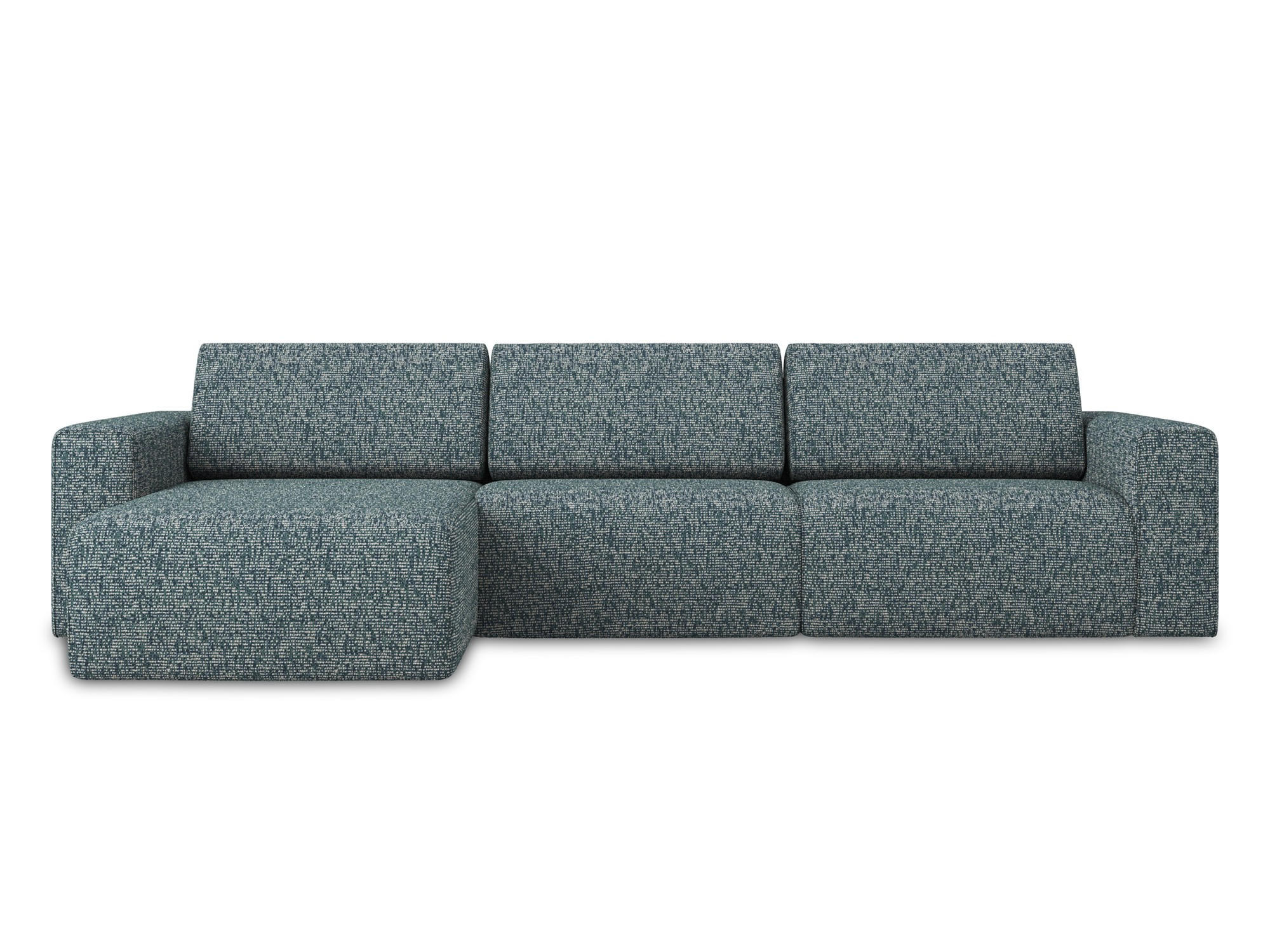 ECKSOFA Links Strukturstoff Stoff Blau - Blau/Blaugrau, Kunststoff/Textil (167/314cm) - Makamii