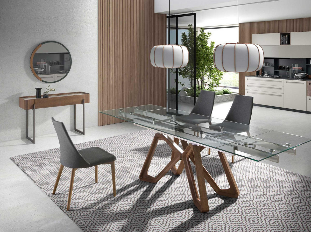 KONSOLENTISCH Rechteckiger Konsolentisch aus Porzellanmarmor, Nussbaum und dunklem Metallic-Stahl 120/40/76 cm - Walnussfarben/Weiß, Holz (120/76/40cm) - ANGEL CERDA
