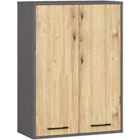 HÄNGESCHRANK Grau, Eiche Artisan 64x94x30 cm - Silberfarben/Eiche Artisan, Holzwerkstoff/Kunststoff (64/94/30cm) - Akord