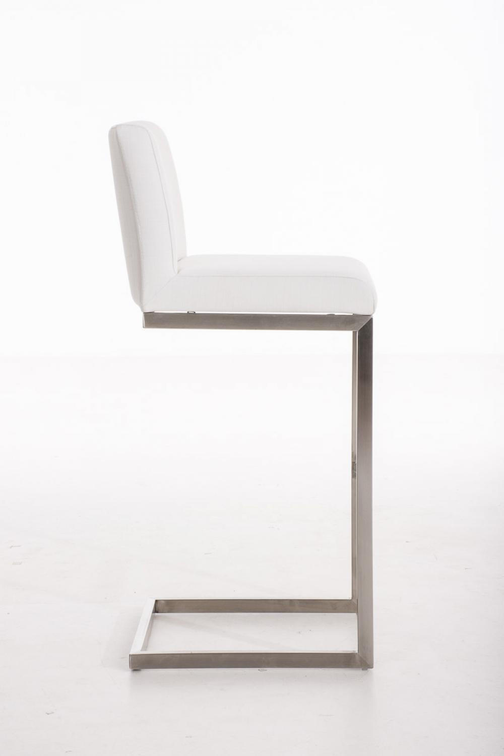 BARHOCKER Stoff Weiß - Chromfarben/Weiß, Textil/Metall (42/104/48cm) - CLP