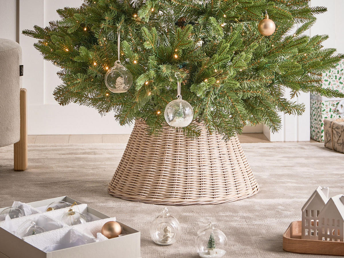 WEIHNACHTSBAUMKRAGEN 24 cm Braun Flocon - Braun, Naturmaterialen (24cm) - Beliani