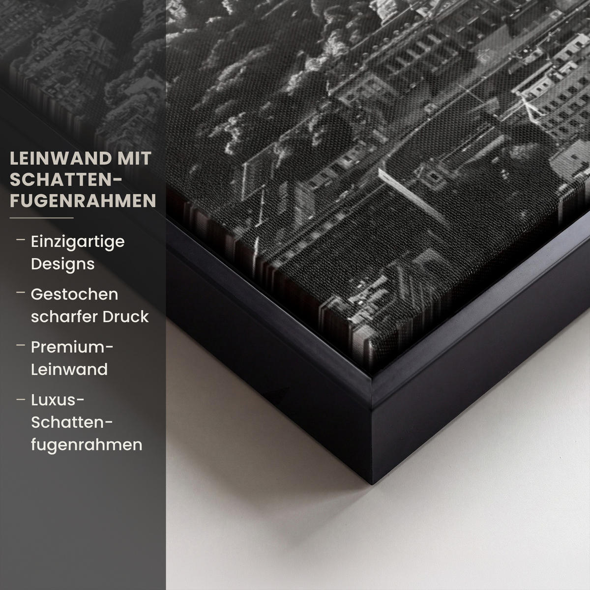 LEINWAND Bilder mit Rahmen - Paris - Skyline - Eiffelturm - Stadt - Wolken - 50x50 - Dunkelgrau, Textil (50/50cm) - MuchoWow