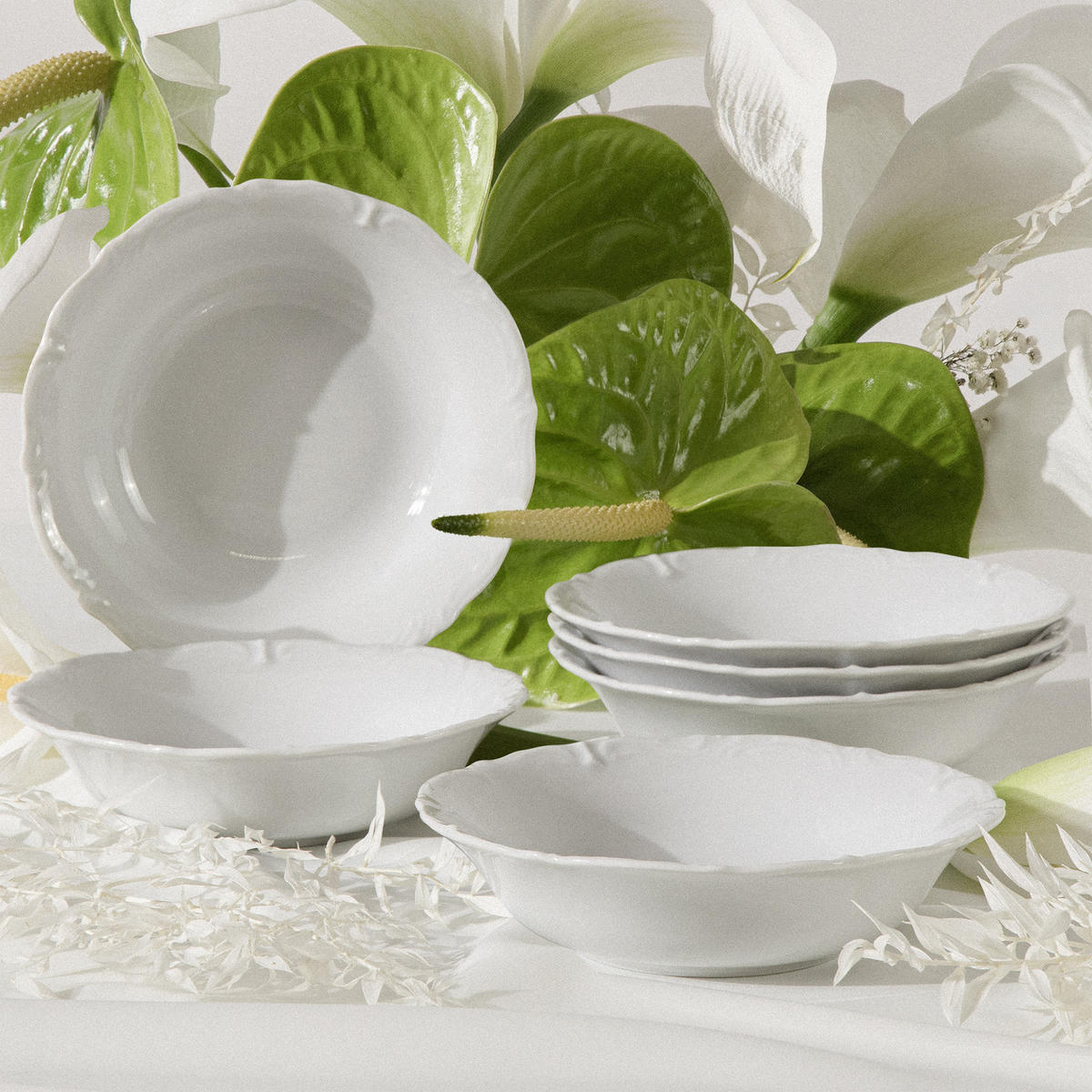 SALATSCHÜSSEL Chodziez MARIA TERESA 6-tlg - Weiß, Keramik (15cm) - KONSIMO®