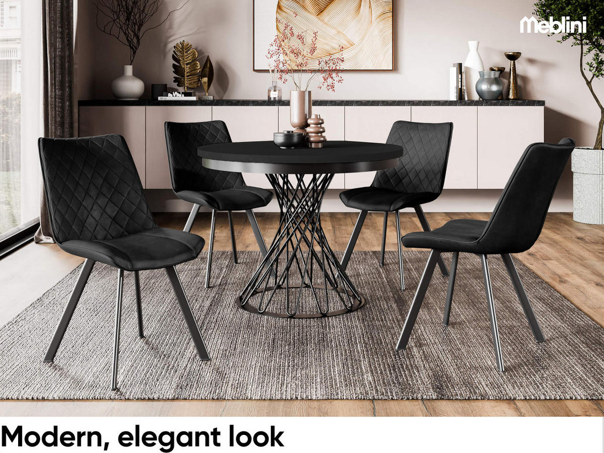 ESSTISCH LUCO - Schwarz, Holzwerkstoff (100/100/77cm) - Meblini