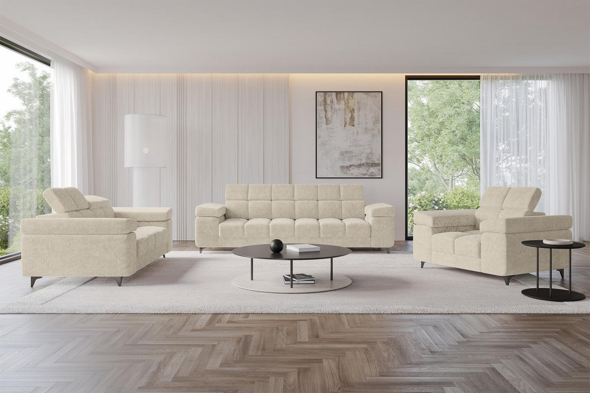 SOFA 2-Sitzer LORD-S1 194x97x90 cm Creme Chenille - Creme, Holzwerkstoff/Textil (194/90/97cm) - ALTDECOR