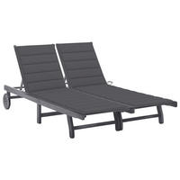 2-PERSONEN-SONNENLIEGE mit Auflage Grau Akazie Massivholz - Grau, Holz (200/76/200cm) - furnicato