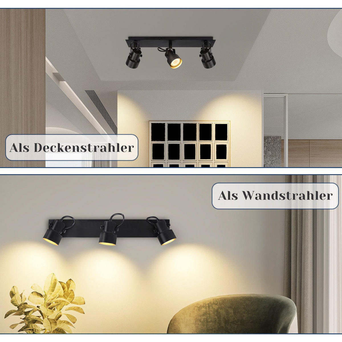 DECKENLEUCHTE Brilon 42/7/10.5cm - Schwarz, Metall (42/7/10.5cm) - Nettlife