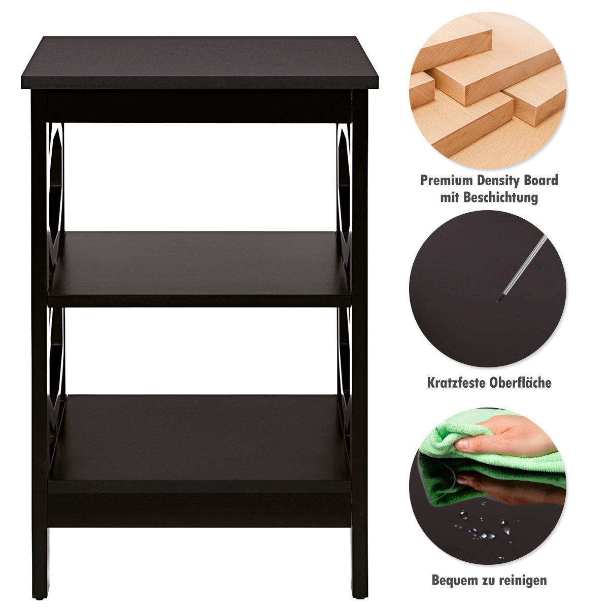 NACHTTISCH Braun(2er-Set) - Braun, Holz (40/61/40cm) - COSTWAY