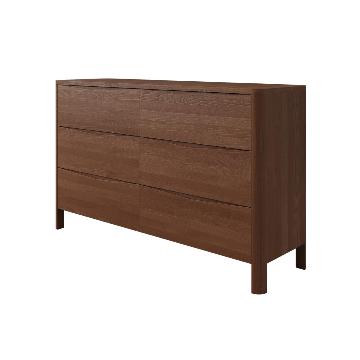 HOLZKOMMODE Modena Low 150, Nussbaumfarbe - Walnussfarben, Holz/Buchenholz (150.5/91.5/45cm) - Visby