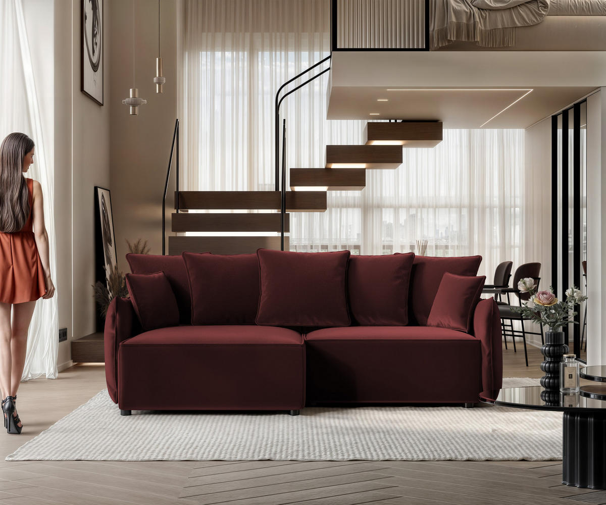 ECKSOFA LEON mit Schlaffunktion und Bettkasten Rot - Rot, Holzwerkstoff/Kunststoff (250/90cm) - Idohome
