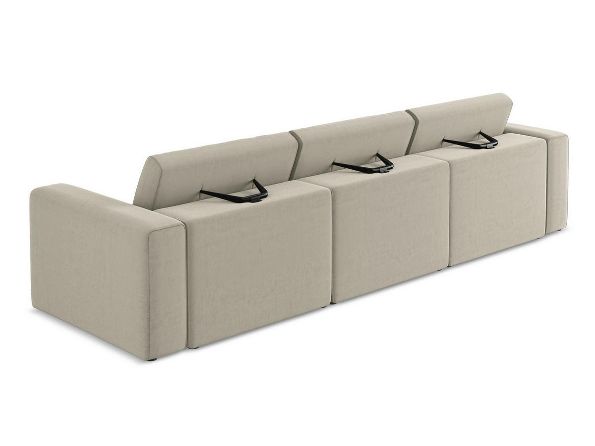4-SITZER-SOFA Samt Stoff Creme - Perlmutt/Lila, Kunststoff/Textil (314/80/103cm) - Makamii