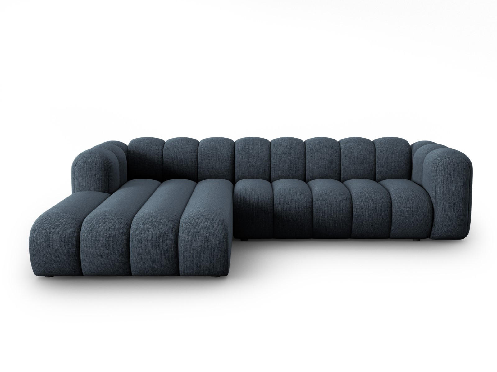 ECKSOFA modular links Lupine aus Chenille-Stoff königsblau 4 Sitzplätze - Dunkelblau, Textil (177/290cm) - Micadoni