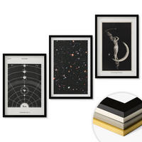 WANDBILDER 3er-Set - 40x60 cm Schwarzer Rahmen - Nachtdarstellung des Sonnensystems - Schwarz, Kunststoff (40/60cm) - ArtPrintCave