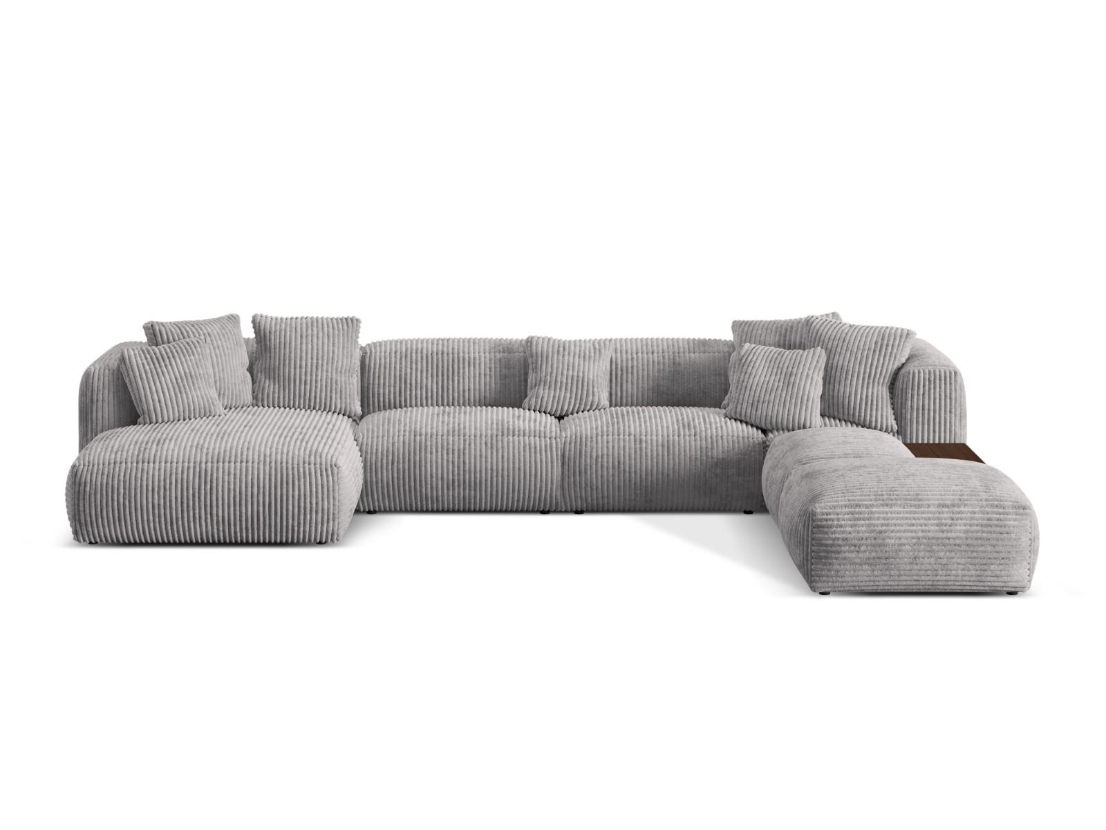 PANORAMASOFA modular rechts Martina aus Cord hellgrau 5 Sitzplätze - Hellgrau, Textil (406/75/280cm) - Micadoni