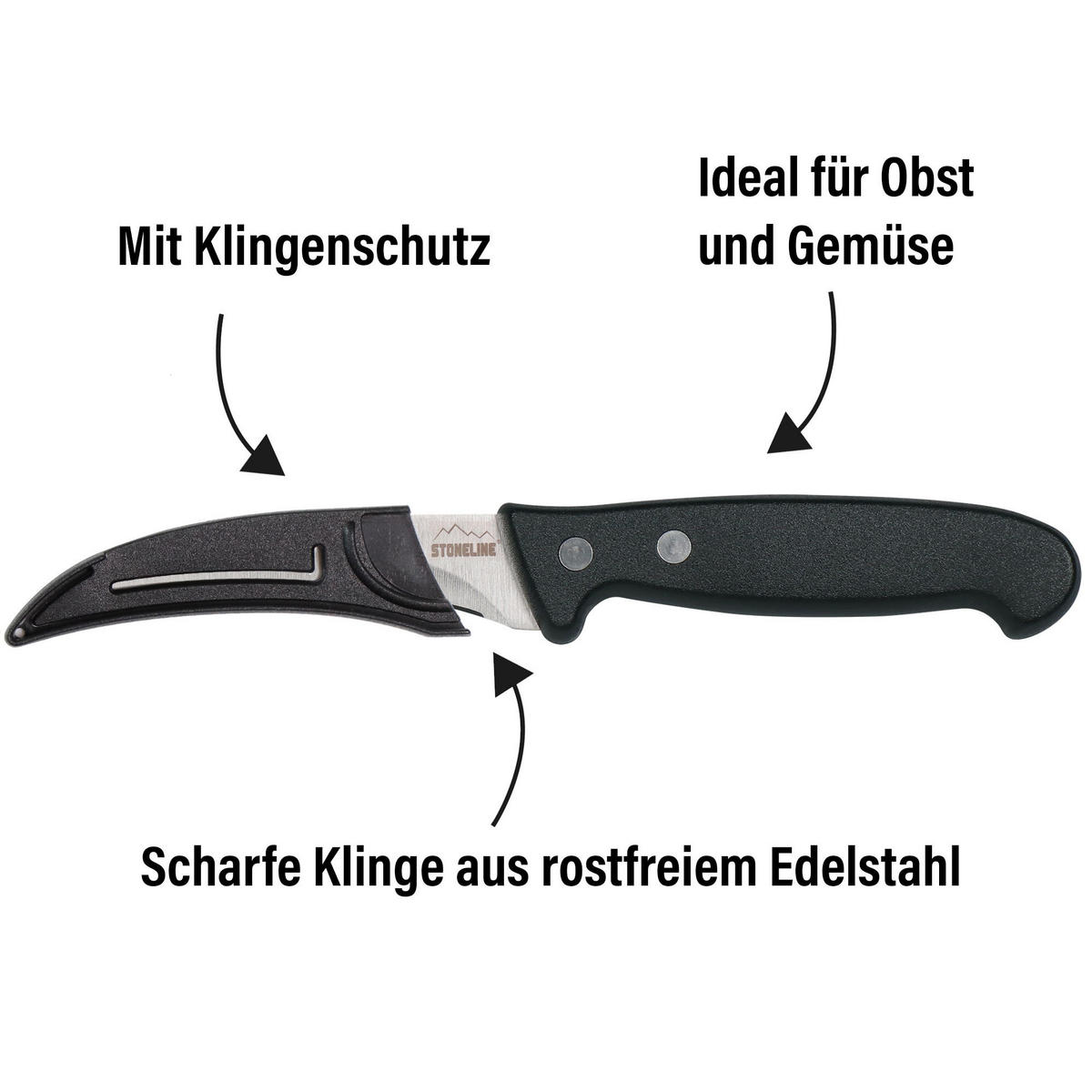 GEMÜSEMESSER - Schwarz, Metall (18.8cm) - Stoneline