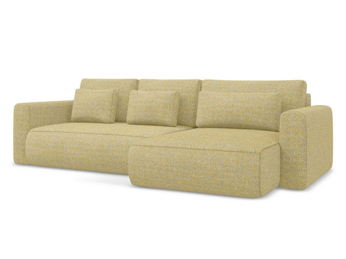 ECKSOFA mit Schlaffunktion Strukturstoff Stoff Gelb - Currygelb/Gelb, Kunststoff/Textil (278/149cm) - Makamii