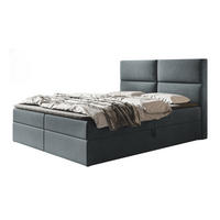 BOXBETT LIZBONA mit 2 Bettkästen, 160x200, Farbe: Dunkelgrau, Velourstoff, Doppelbett mit Bonell-Matratze - Dunkelgrau, Holz/Kunststoff (160/200cm) - Alpi-Möbel