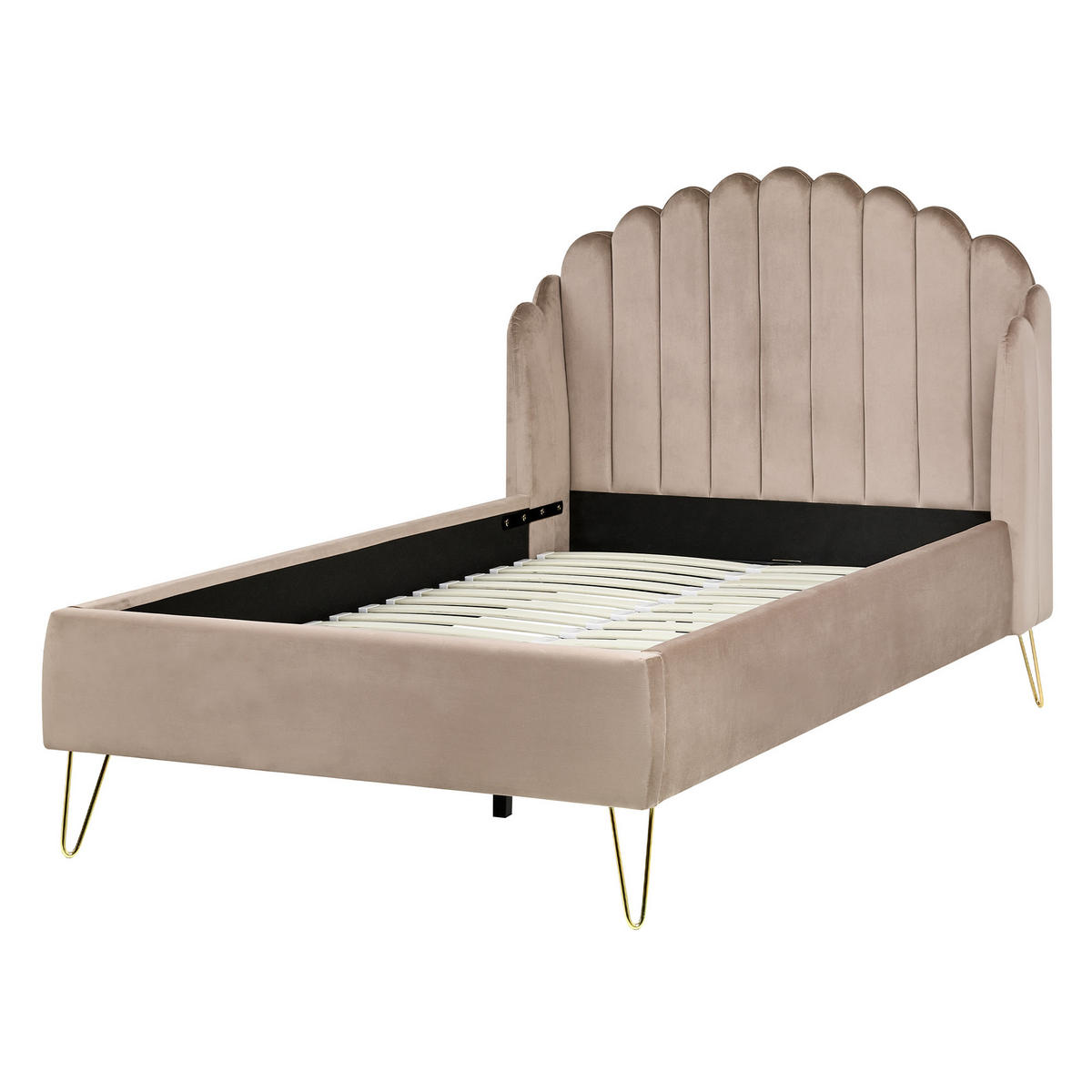 BETT mit Lattenrost 120/200 cm Taupe Ambillou - Taupe/Goldfarben, Textil (120/200cm) - Beliani