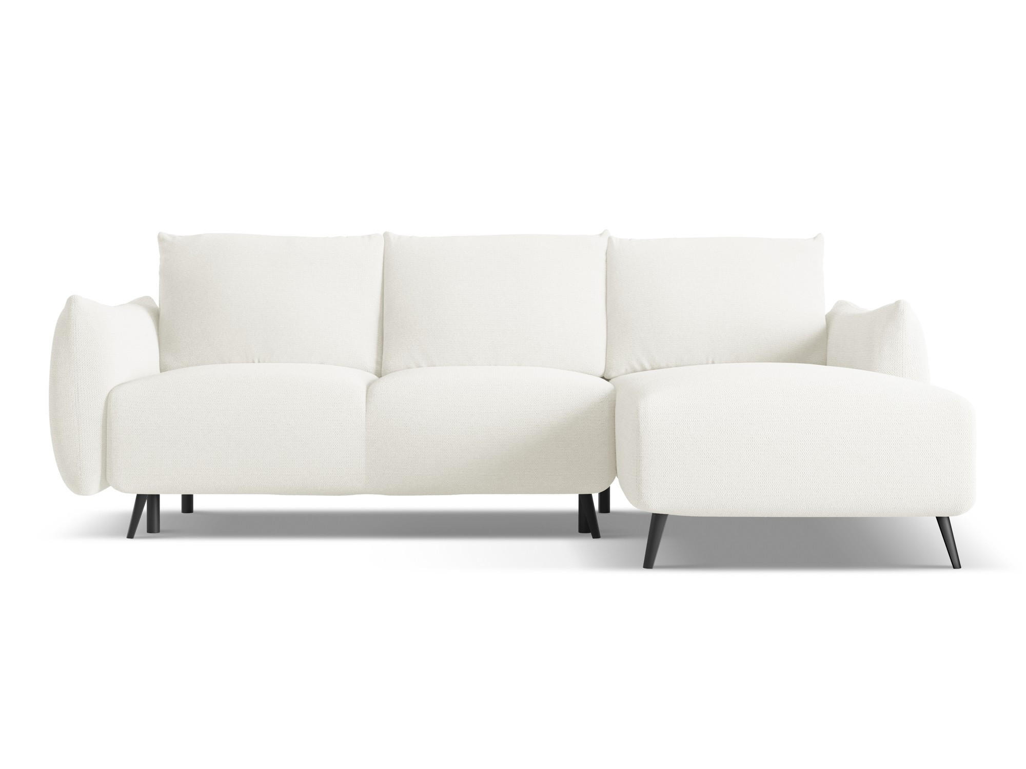 ECKSOFA mit Schlaffunktion Chenille Stoff Weiß - Schwarz/Weiß, Textil/Metall (242/162cm) - Makamii