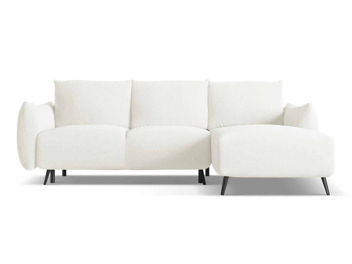 ECKSOFA mit Schlaffunktion Chenille Stoff Weiß - Schwarz/Weiß, Textil/Metall (242/162cm) - Makamii