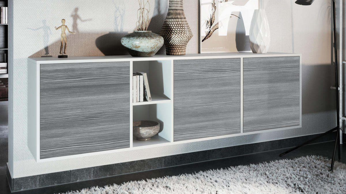 SIDEBOARD Cuba Türen in Avola-Anthrazit - Anthrazit, Holzwerkstoff (182/53/35cm) - Vladon