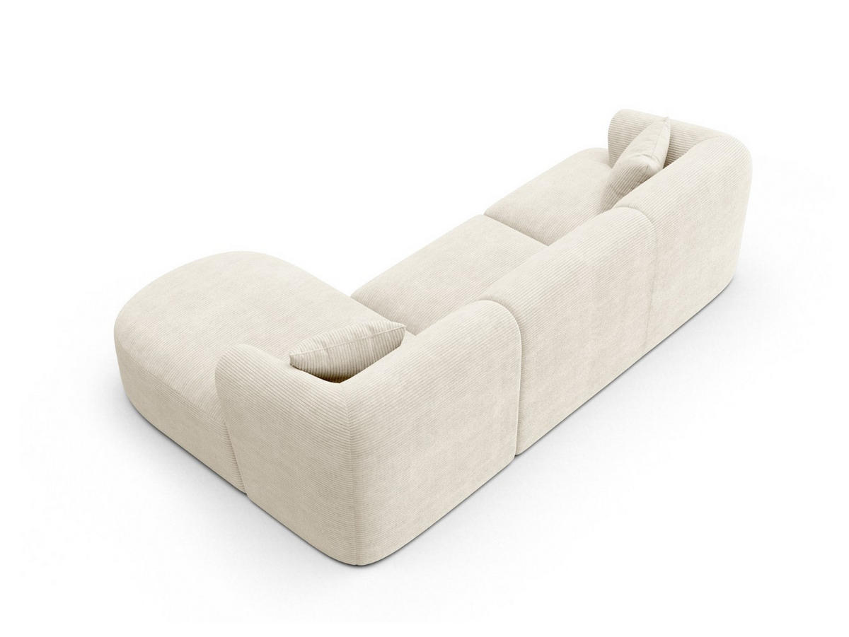 MODULARES-ECKSOFA rechts Campi aus Cord elfenbein 4 Sitzplätze - Ecru, Textil (156/256cm) - Cosmopolitan Design