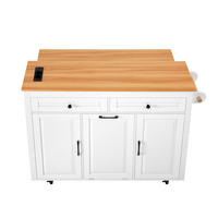 KÜCHENINSEL mit ausziehbarer Arbeitsplatte, Mülleimerfach und Steckdosenleiste, Weiß, 120/40-75/92 cm - Weiß, Kunststoff (40/92/120cm) - Rolipo