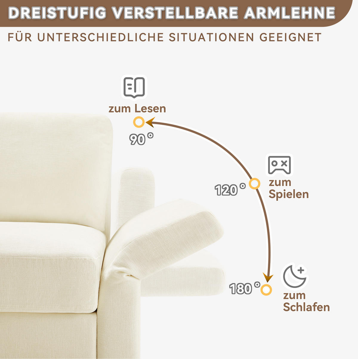 ECKSOFA, Chenille mit verstellbaren Armlehnen & Hocker, 218/156,5/86 cm, Beige - Beige, Textil (156.5/218cm) - Redom