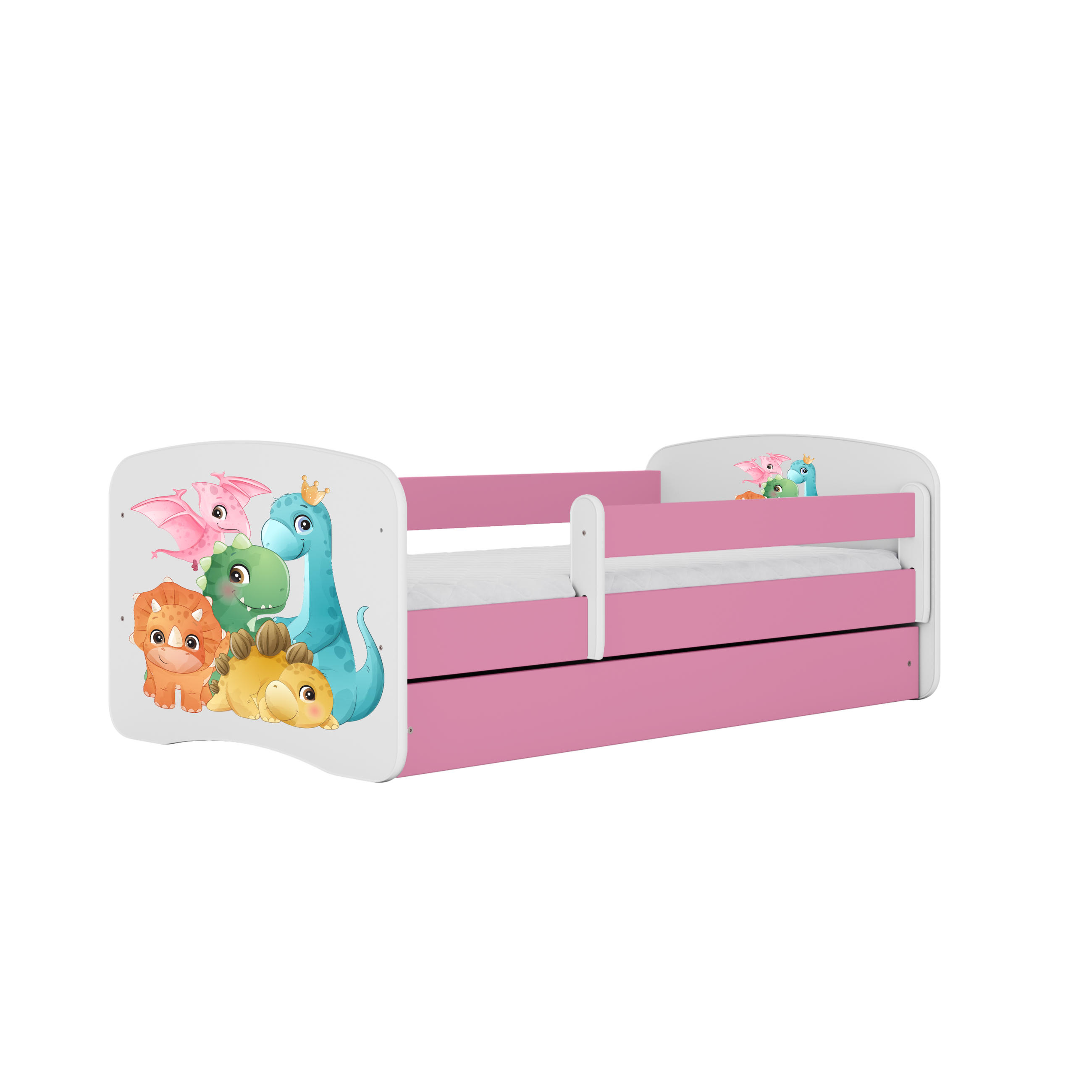 KINDERBETT Dino mit Schublade und Matratze 140/70 - Rosa, Holzwerkstoff (70/140cm) - RAUMHIRSCH FURNITURE