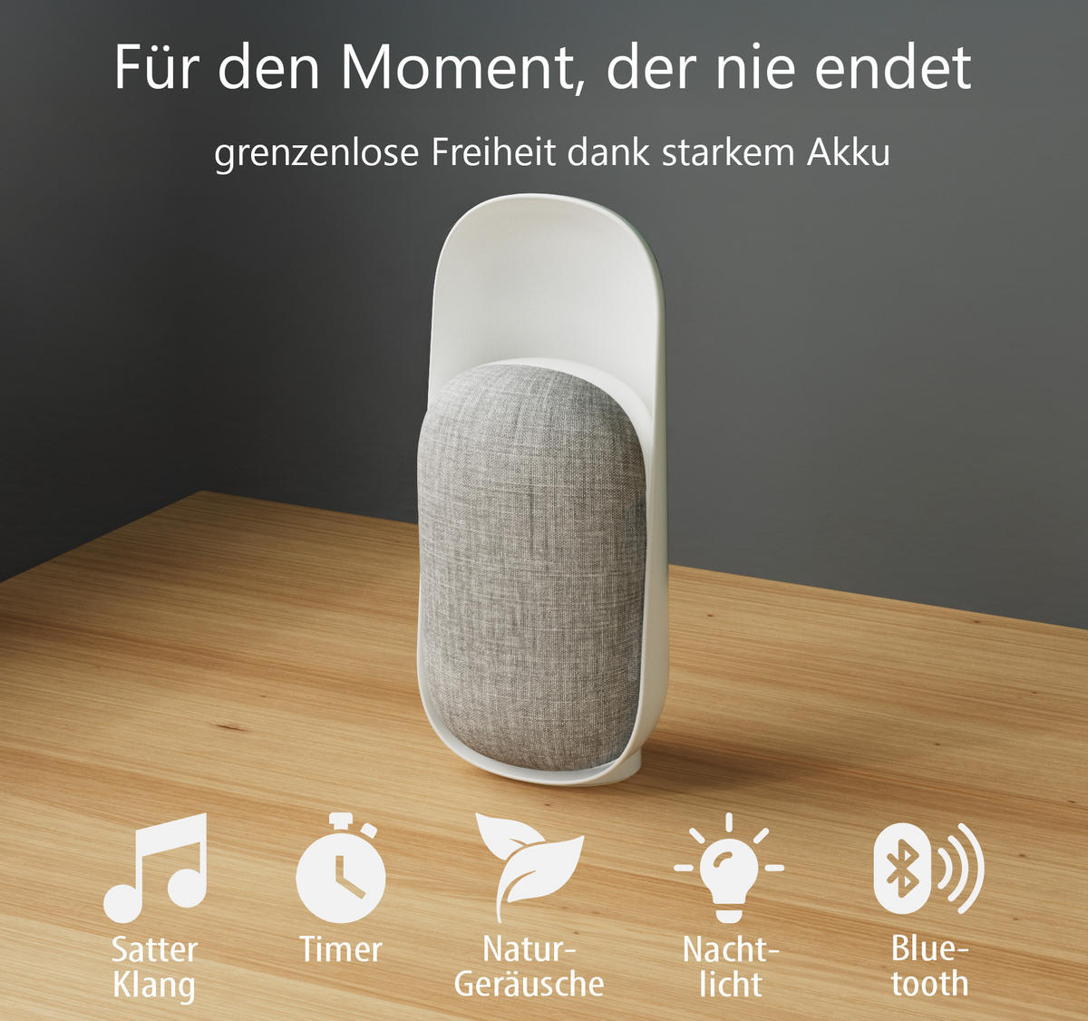 3IN1-NATURGERÄUSCHEBOX Lautsprecher LED-Nachtlicht Ø 8 x 20 cm weiß - Weiß, Kunststoff (8/8/20cm) - Northpoint