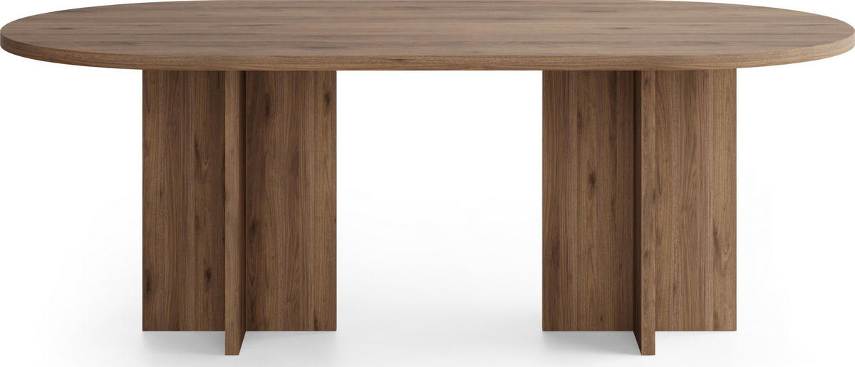 ESSTISCH Aster oval, Nussbaum Braun 204/90/75 cm - Walnussfarben/Schwarz, Holzwerkstoff (90/204/75cm) - WFL GROUP