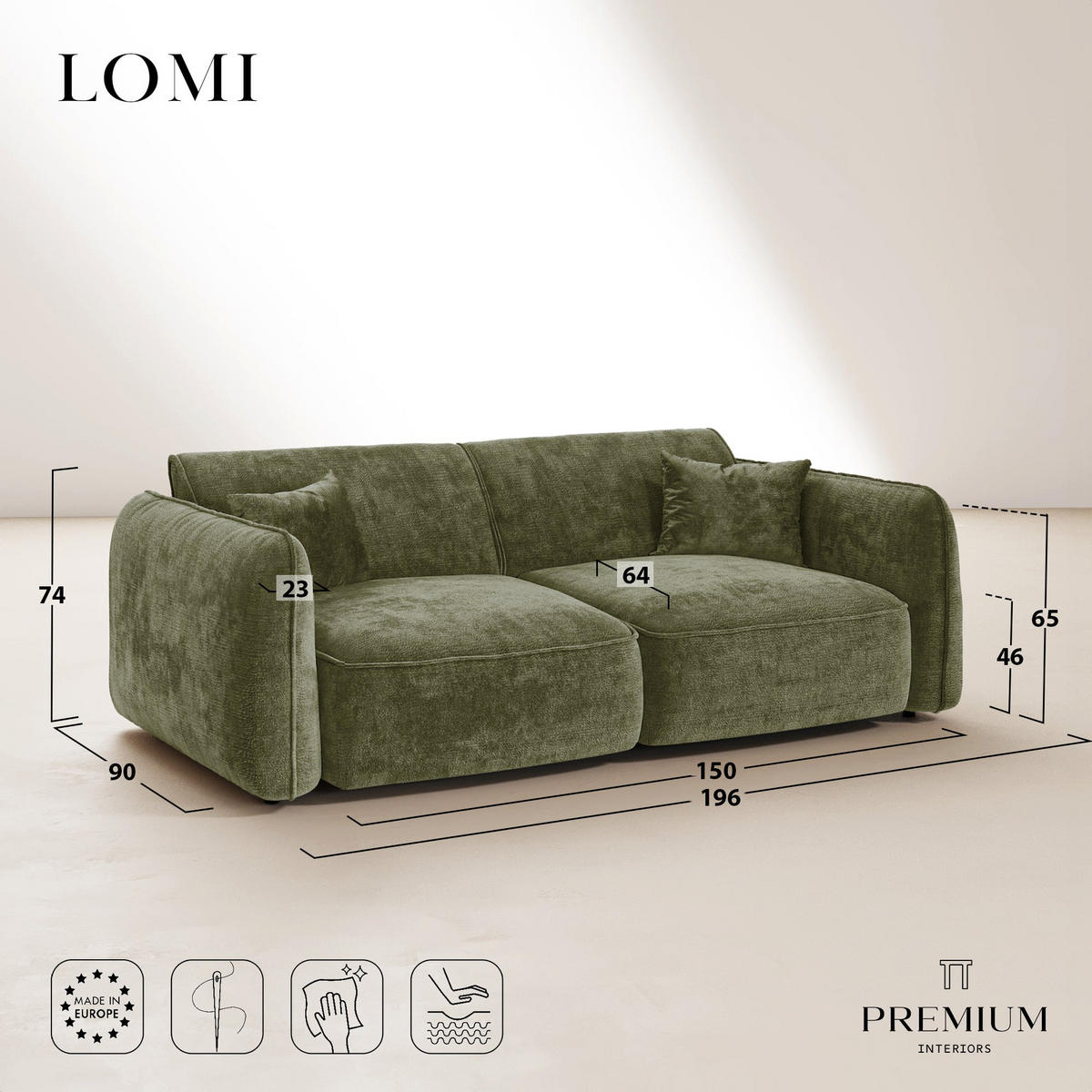 SOFA LOMI Geprägtes Velours Terrakotta 150cm - Dunkelorange/Terracotta, Textil (150/74/90cm) - Premium Interiors