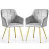 POLSTERSTUHL 2er Set, Metallbeine Hellgrau, Gold 54/82/58 - Hellgrau, Textil (54/82/58cm) - RAUMHIRSCH FURNITURE