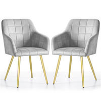 POLSTERSTUHL 2er Set, Metallbeine Hellgrau, Gold 54/82/58 - Hellgrau, Textil (54/82/58cm) - RAUMHIRSCH FURNITURE