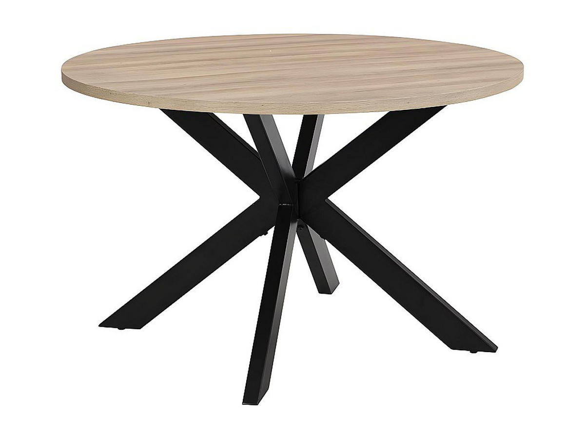 ESSTISCH - 4 Personen - MDF & Metall - Eichefarben & Schwarz - TILKI - Naturfarben, Holz (120/120/77.5cm) - Vente-Unique