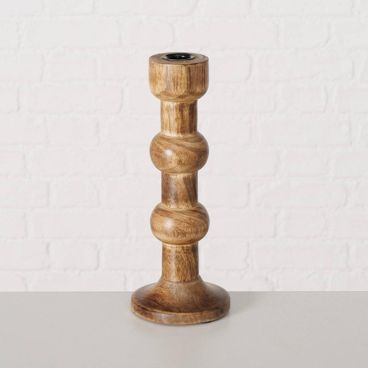 KERZENHALTER Bubbles 2er-Set - Dunkelbraun, Holz (12/34/12cm) - Boltze Home