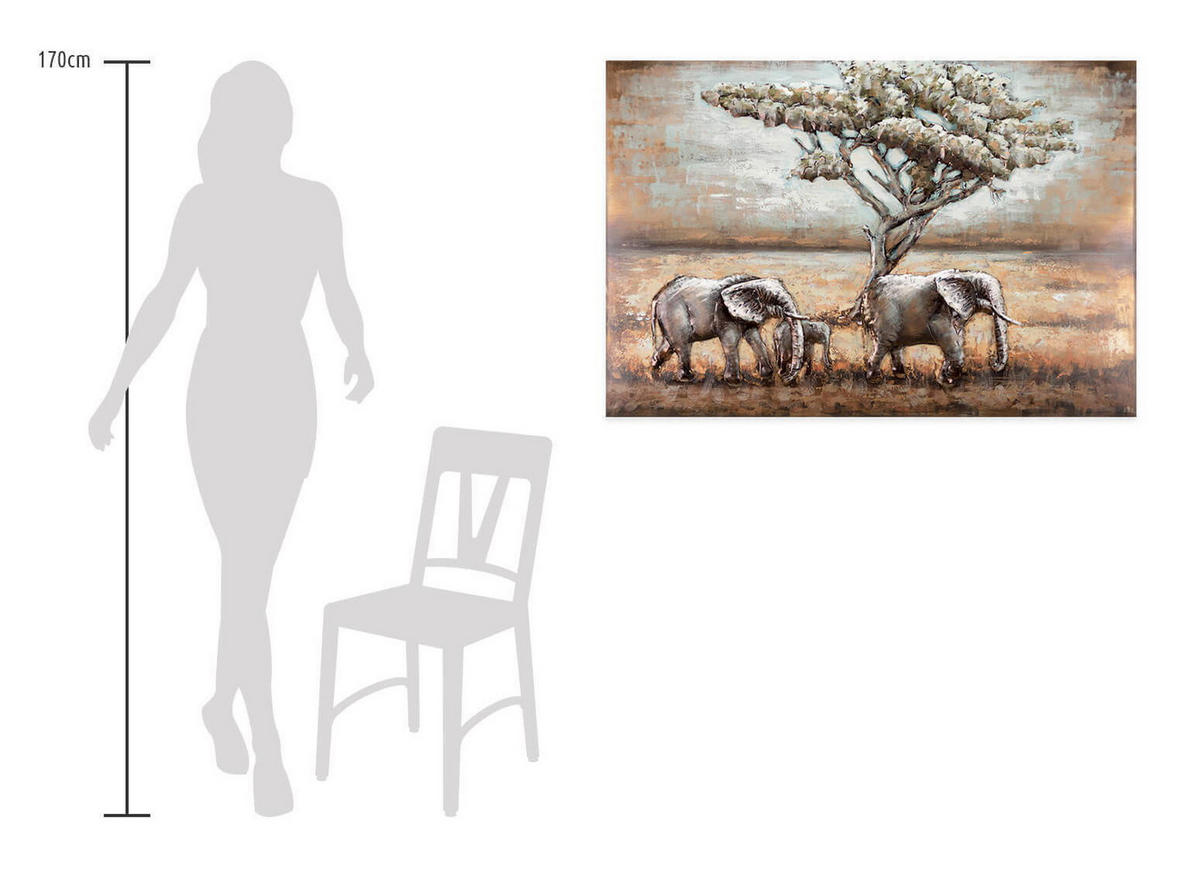 METALLBILD Beige 100/70 cm - Beige/Braun, Metall (6.31/70cm) - KUNSTLOFT