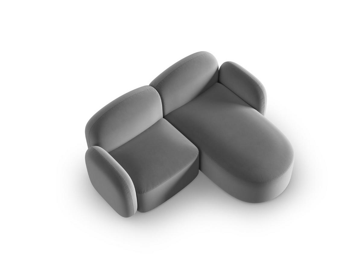 ECKSOFA rechts Blair aus Samt hellgrau 3 Sitzplätze - Hellgrau, Textil (155/194cm) - Micadoni