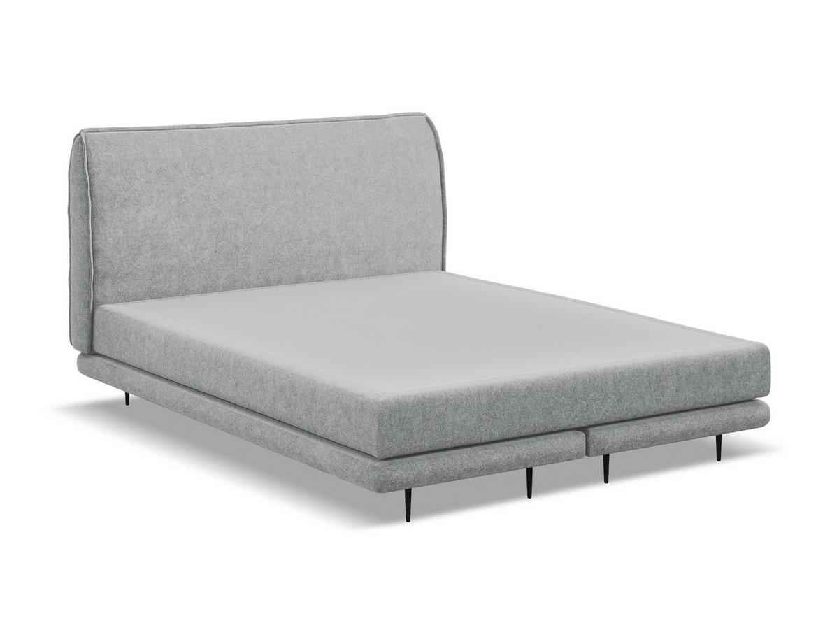 POLSTERBETT Doppelbett mit Matratze Bouclé Stoff Grau - Silberfarben/Schwarz, Textil/Metall (140/200cm) - Makamii
