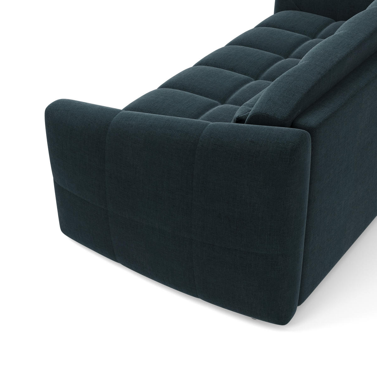 SCHLAFSOFA GERADE Samt Pfauenblau 205cm - Blau/Hellblau, Textil (205/88/108cm) - Sia Home