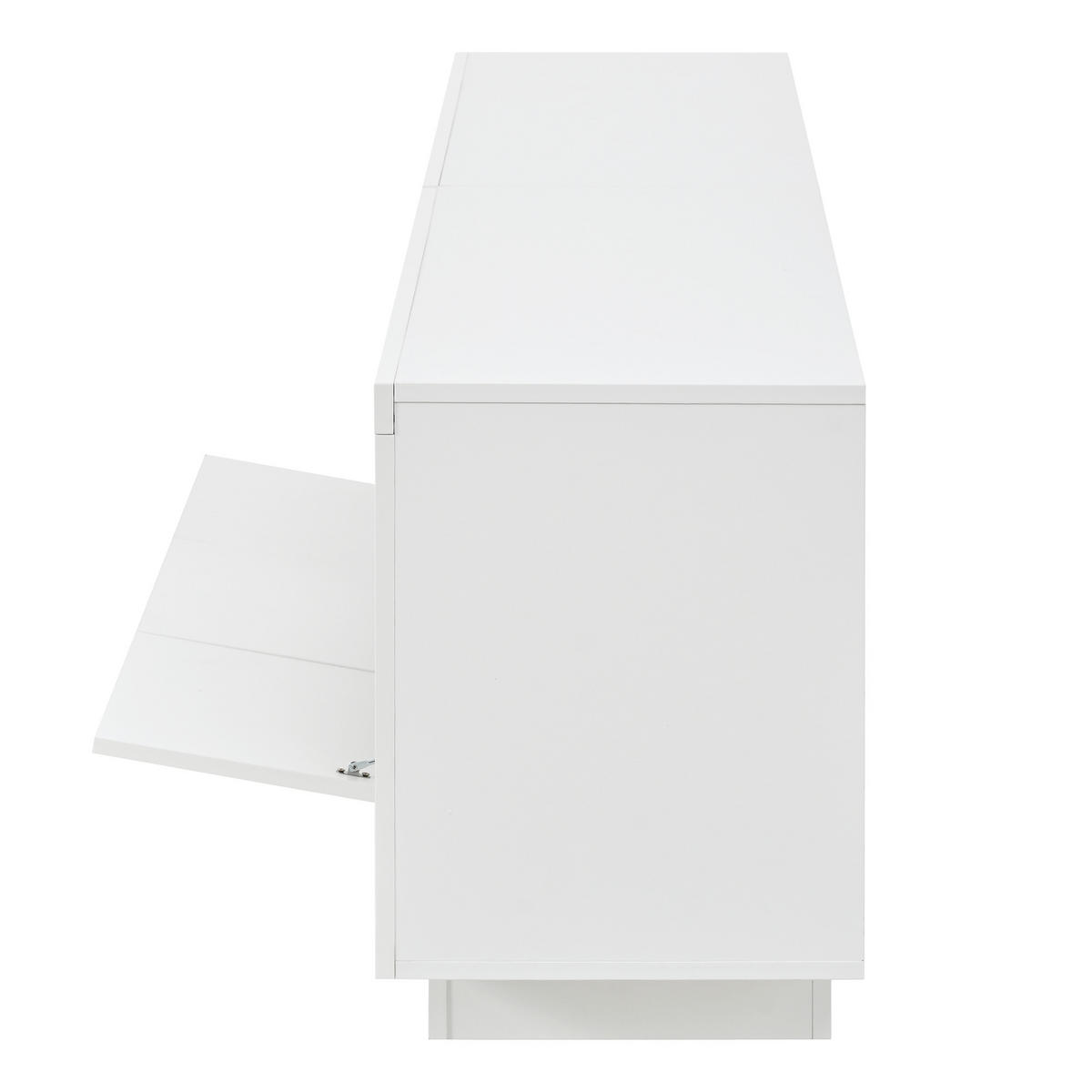 TV-SCHRANK Hochglanz 3 Türen Glasfächer LED App - Weiß, Holzwerkstoff (200/55/38cm) - FLIEKS