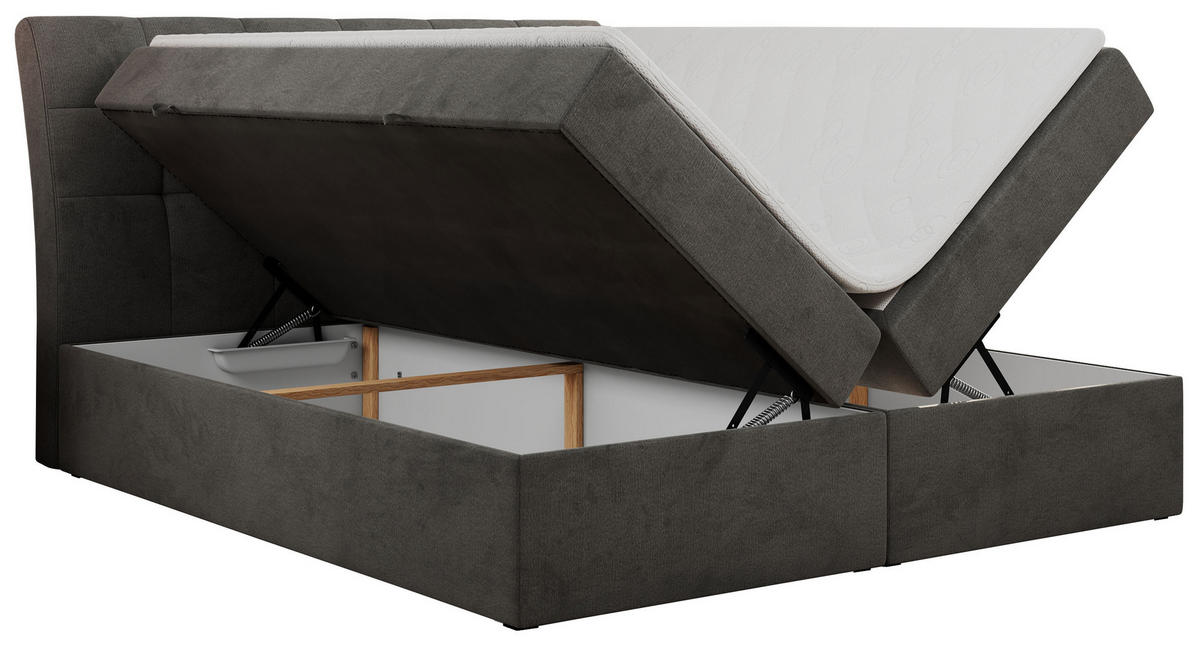 BOXBETT DIEGOS 200/200 Dunkelgrau Velvet - H3 - Dunkelgrau, Holz/Textil (200/200cm) - MKS