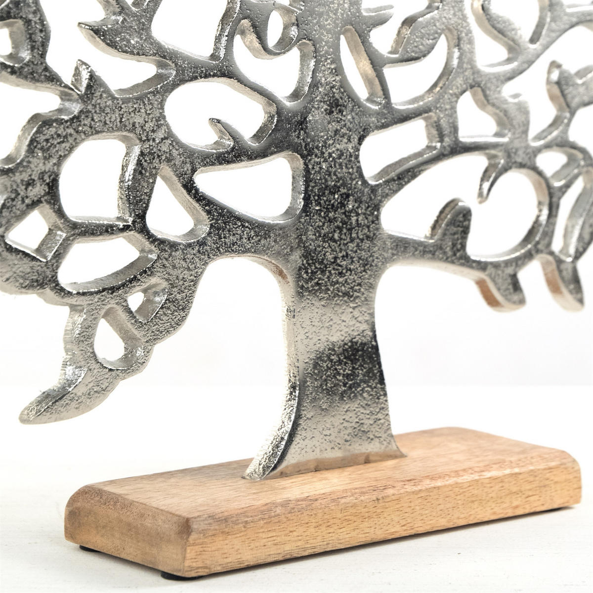 SKULPTUR Lebensbaum Albero Metall, Mangoholz silber-braun - Silberfarben, Metall (38/37/8cm) - DESIGN DELIGHTS