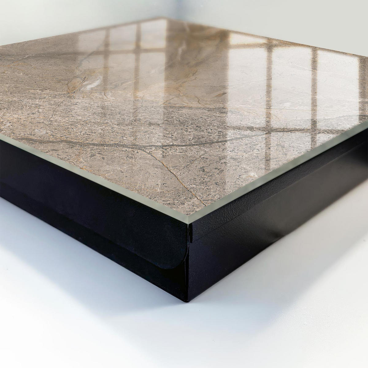 SCHLÜSSELBOX Schwarz 30x30 cm- Türöffnung nach rechts - Natürliche Struktur - Grau, Metall (30/30/5cm) - TULUP
