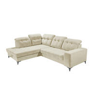 ECKSOFA mit elektronischem Sitzvorschub, Bettkasten und USB-Anschluss - Beige/Schwarz, Textil/Metall (289/220cm) - ed exciting design