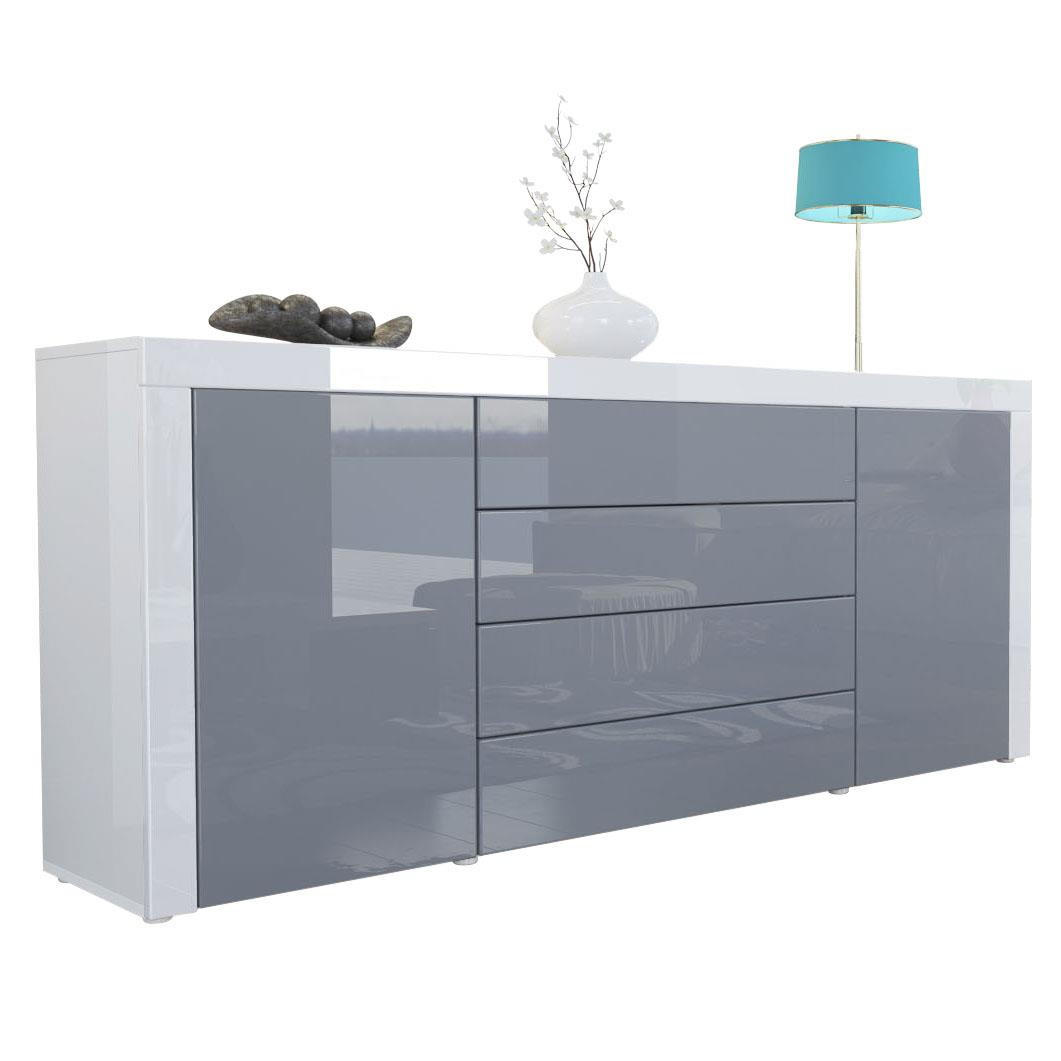 SIDEBOARD La Paz Grau Hochglanz / Weiß Hochglanz - Grau, Holzwerkstoff (167/72/35cm) - Vladon