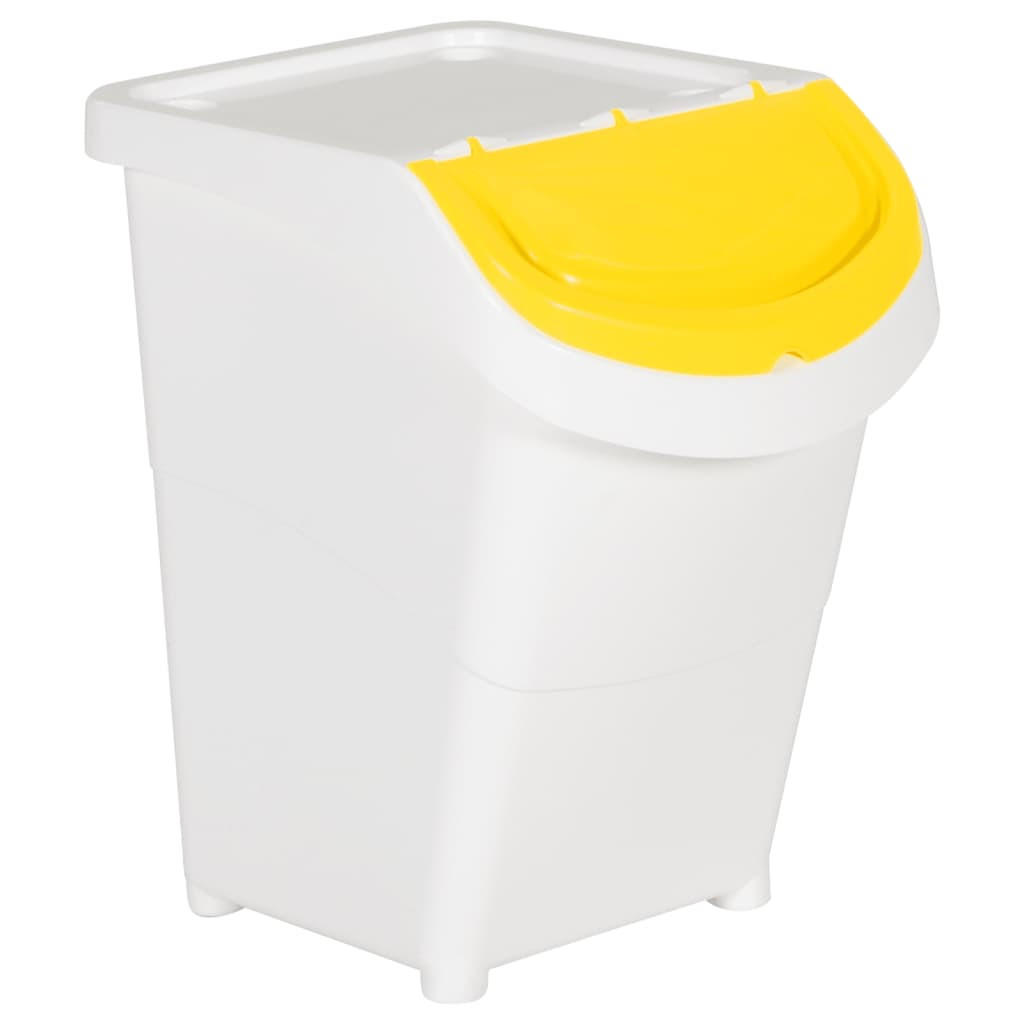 ABFALLBEHÄLTER (3er-Set) mit Deckeln 3x40L Weiß - Weiß, Kunststoff (43.5/46/31cm) - DELUKE