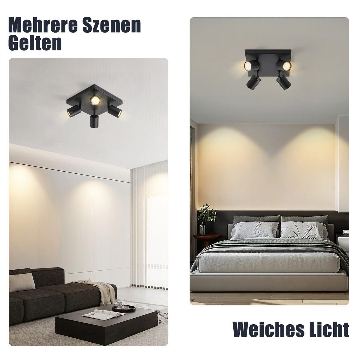 STRAHLER Baunach 4-flammig 25/25/14.4 cm - Schwarz, Metall (25/25/14.4cm) - Nettlife