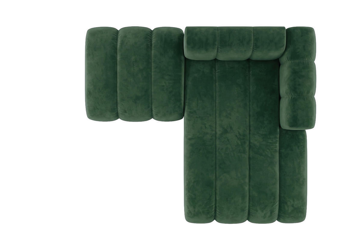 CHAISELONGUE Modulare Mit Hocker, Velvet-Stoff Riviera, Grün, Rechts, GRAND - Grün, Holz (204/179cm) - Kaiser Möbel