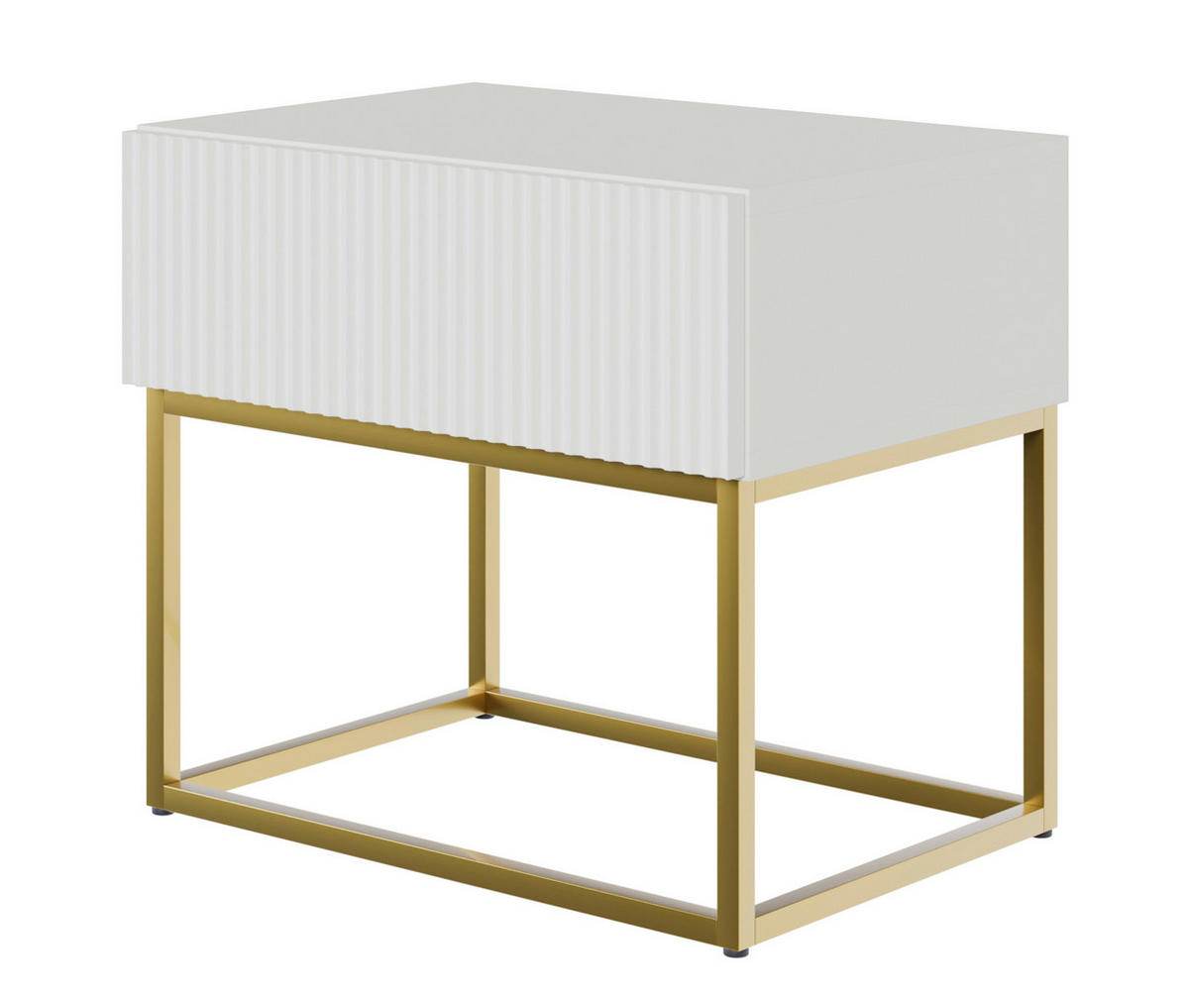 NACHTSCHRANK Veldio Weiß mit goldenen Metallbeinen 50 cm - Goldfarben/Weiß, Holzwerkstoff/Metall (50/44/35.6cm) - Selsey